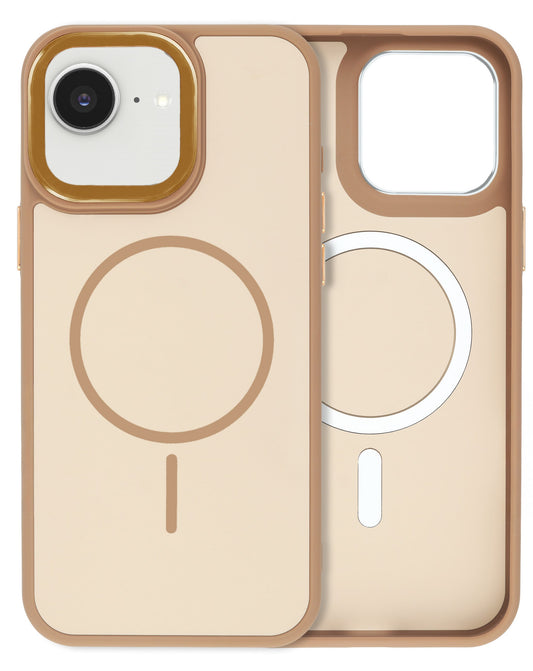 MagSafe Heavy-Duty Shockproof Case for iPhone 13 / 14 / 16e / 17e — Brown