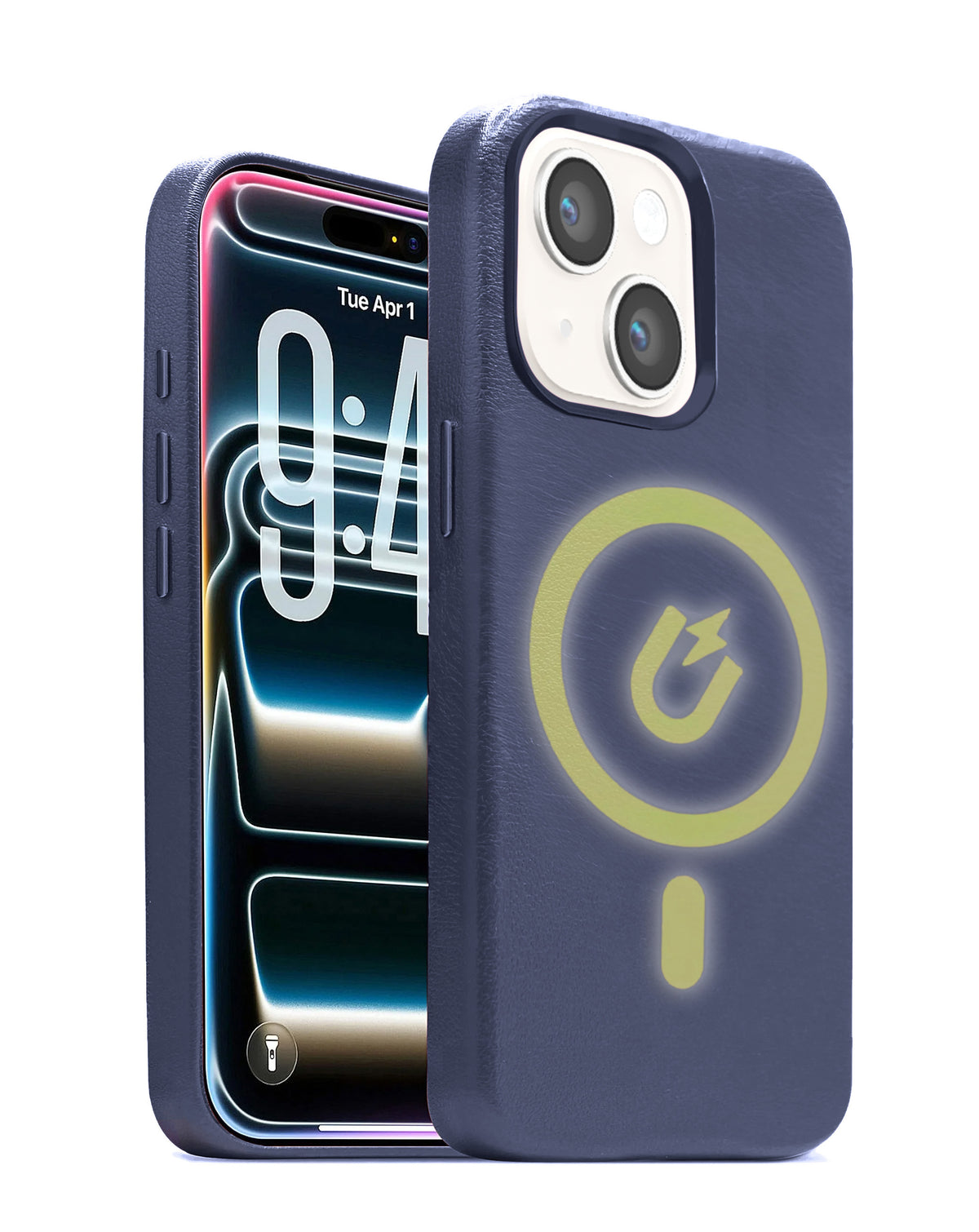 Leather Case for iPhone 13 / 14 / 16e / 17e — Navy Blue