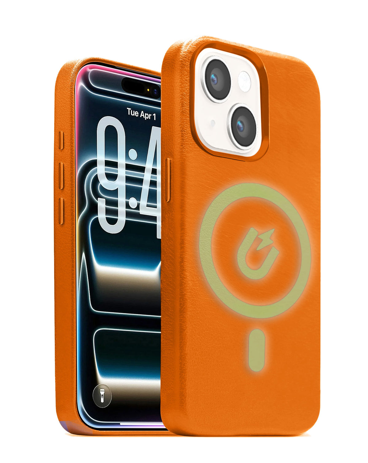 Leather Case for iPhone 13 / 14 / 16e / 17e — Orange