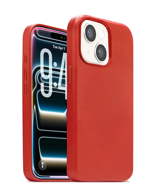 Leather Case for iPhone 13 / 14 / 16e / 17e — Red