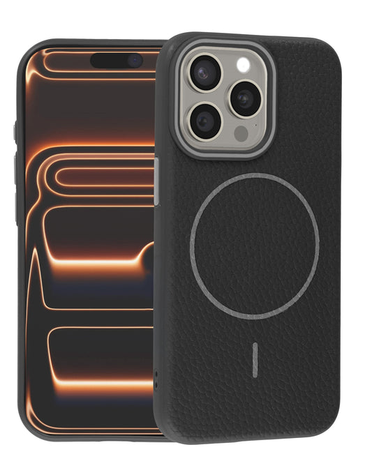 Magnetic Leather Case for iPhone 14 Pro Max — Black