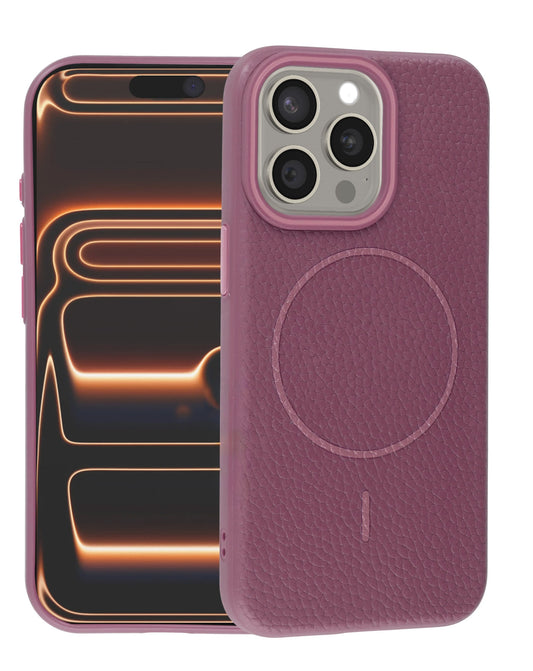 Magnetic Leather Case for iPhone 14 Pro Max — Sunset Purple