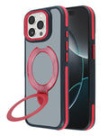 Kickstand Crystal Clear Wireless-Charging Compatible Case for iPhone 14 Pro Max — Red