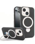 Magnetic Kickstand Soft Silicone Case for iPhone 17E / 16E / 15 / 14 / 13 — Black