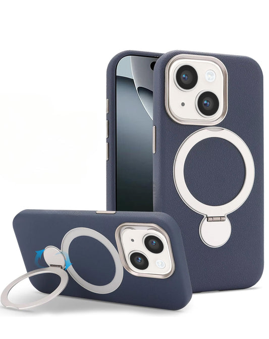 Magnetic Kickstand Soft Silicone Case for iPhone 17E / 16E / 15 / 14 / 13 — Blue