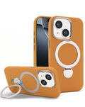 Magnetic Kickstand Soft Silicone Case for iPhone 17E / 16E / 15 / 14 / 13 — Brown