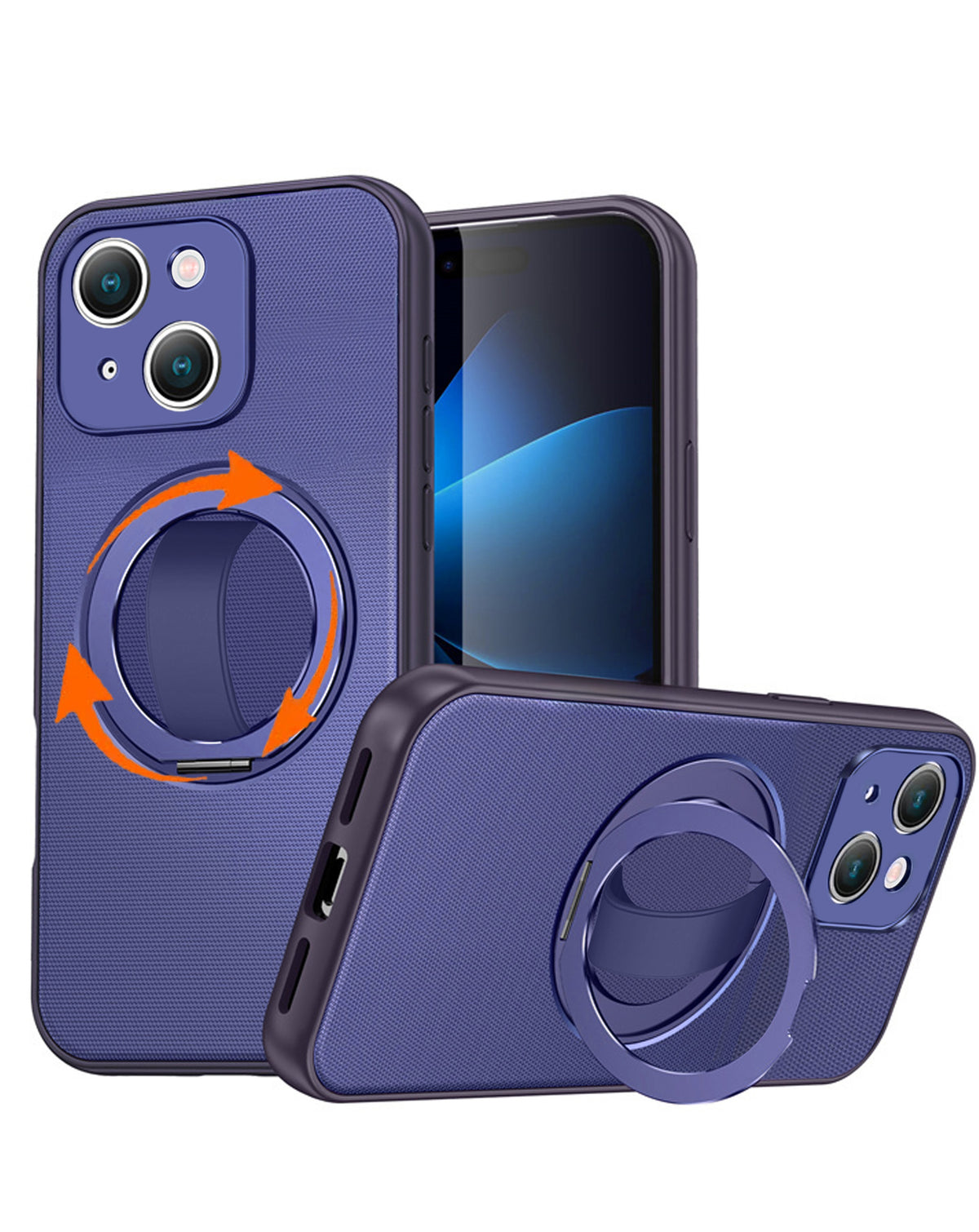 Heavy-Duty Shockproof Kickstand Full-Body Case for iPhone 17E / 16E / 15 / 14 / 13 — Blue