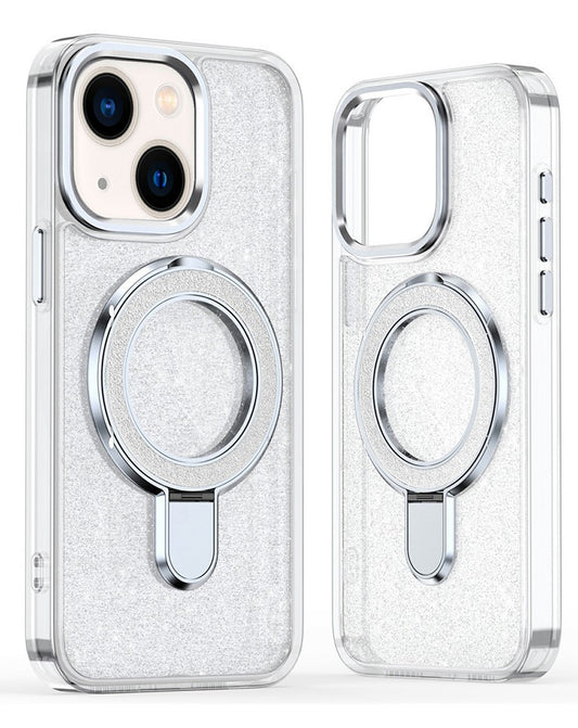 Kickstand Crystal Clear Glitter Case for iPhone 17E / 16E / 15 / 14 / 13 — Clear