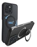 Magnetic Kickstand Full-Body Case for iPhone 17E / 16E / 15 / 14 / 13 — Black