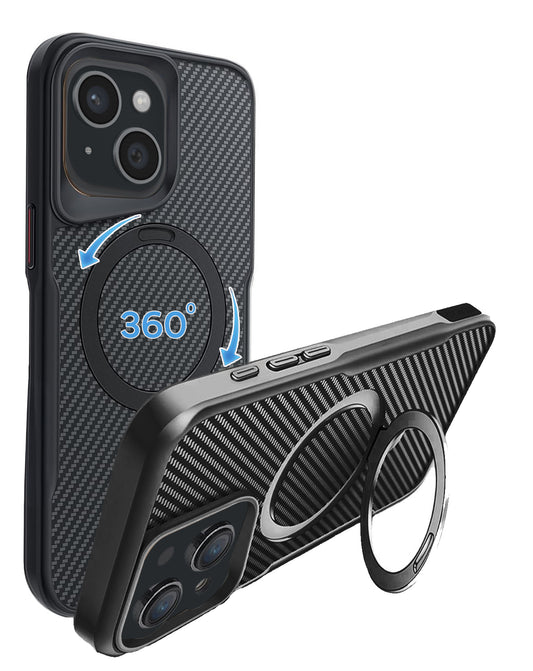 Magnetic Kickstand Full-Body Case for iPhone 17E / 16E / 15 / 14 / 13 — Black