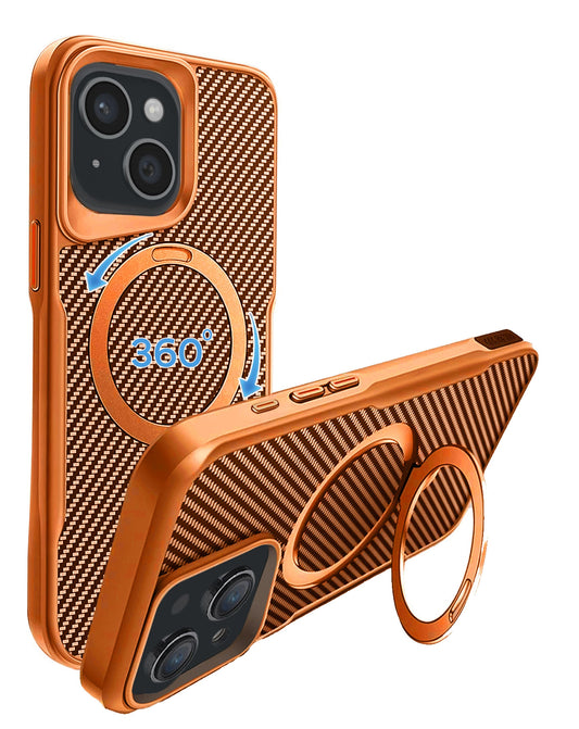 Magnetic Kickstand Full-Body Case for iPhone 17E / 16E / 15 / 14 / 13 — Orange