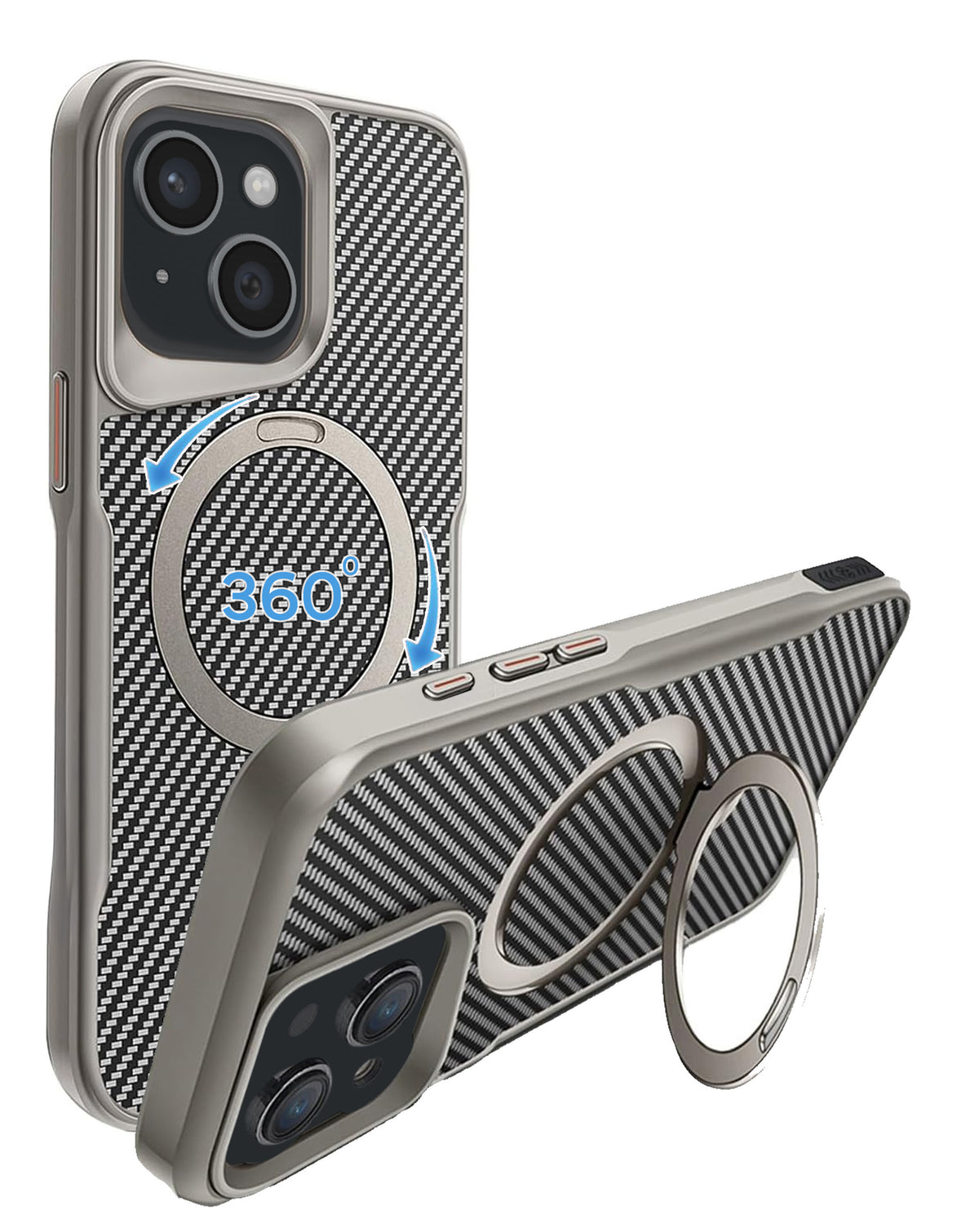 Magnetic Kickstand Full-Body Case for iPhone 17E / 16E / 15 / 14 / 13 — Silver