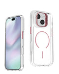 Magnetic Kickstand Crystal Clear Case for iPhone 17E / 16E / 15 / 14 / 13 — Pink
