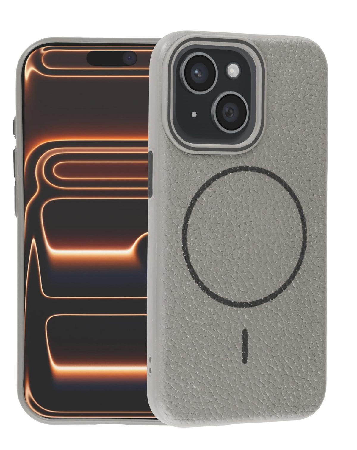 Magnetic Leather Case for iPhone 14 Plus / 15 Plus — Tit Gray