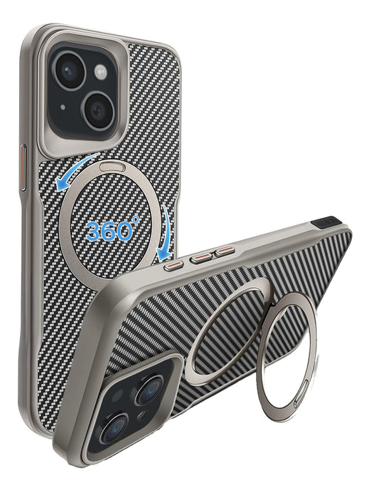 Magnetic Kickstand Full-Body Case for iPhone 15 Plus / 14 Plus — Silver
