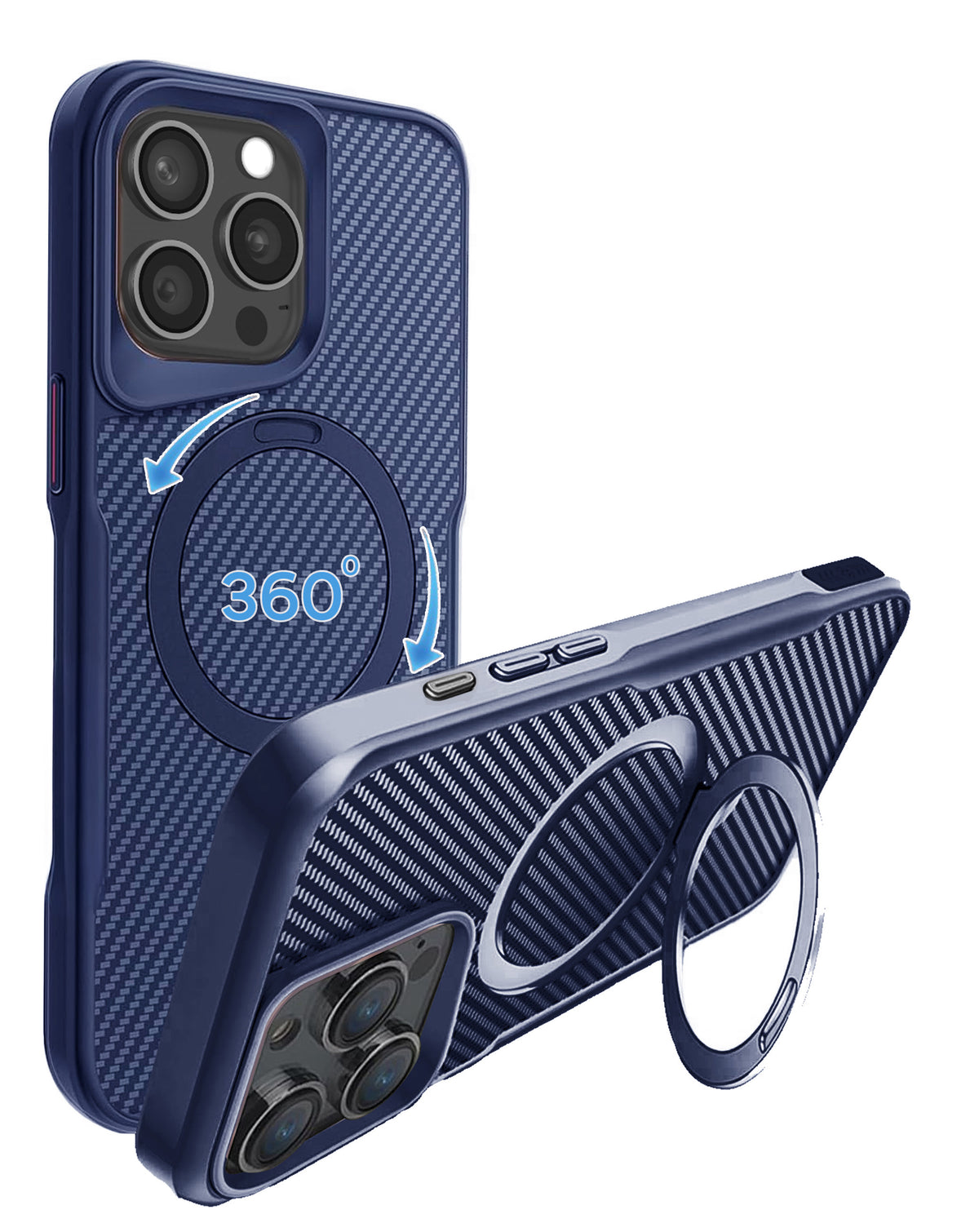 Magnetic Kickstand Full-Body Case for iPhone 15 Pro — Navy