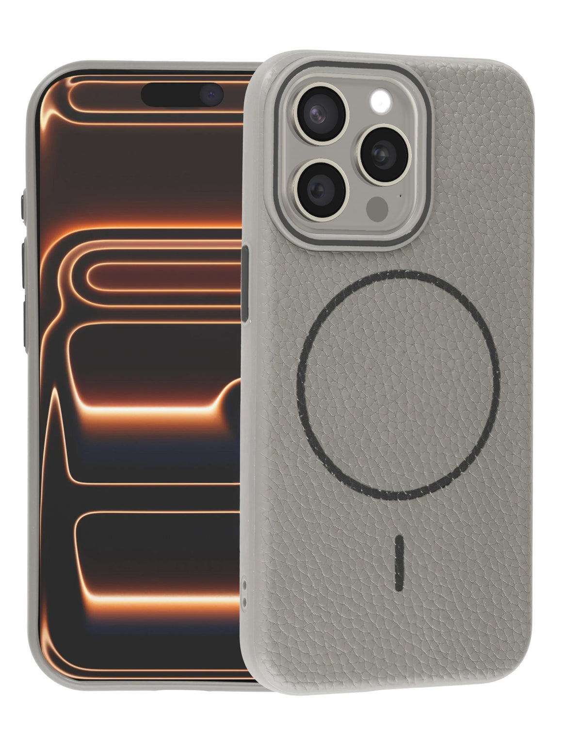 Magnetic Leather Case for iPhone 15 Pro Max — Tit Gray
