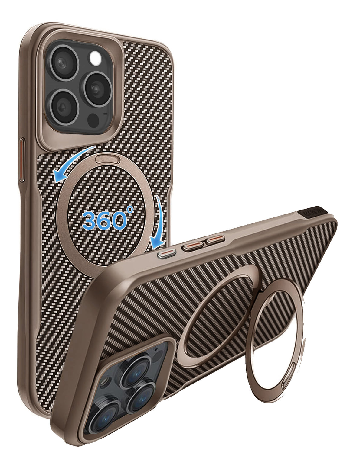 Magnetic Kickstand Full-Body Case for iPhone 15 Pro Max — Gold