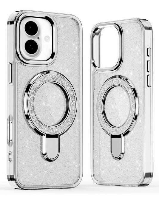 Kickstand Crystal Clear Glitter Case for iPhone 16 — Clear