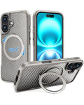 Magnetic Kickstand Full-Body Case for iPhone 16 — Silver