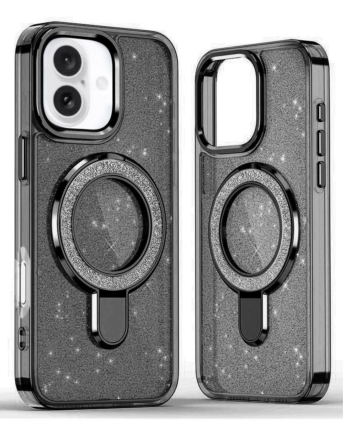 Kickstand Glitter Case for iPhone 16 — Black