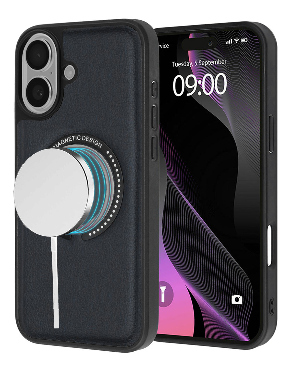 Wireless-Charging Compatible Case for iPhone 16 Plus — Black
