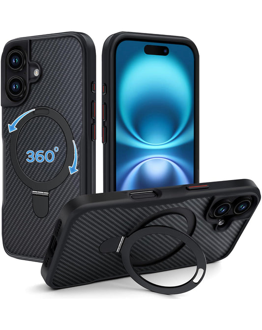 Magnetic Kickstand Full-Body Case for iPhone 16 Plus — Black