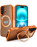 Magnetic Kickstand Full-Body Case for iPhone 16 Plus — Orange