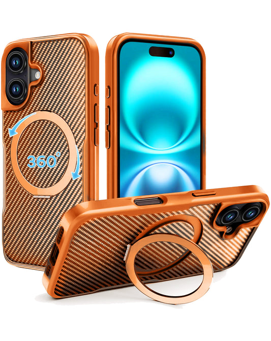 Magnetic Kickstand Full-Body Case for iPhone 16 Plus — Orange