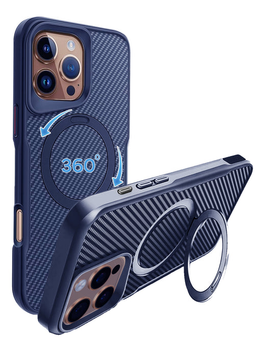 Magnetic Kickstand Full-Body Case for iPhone 16 Pro — Navy