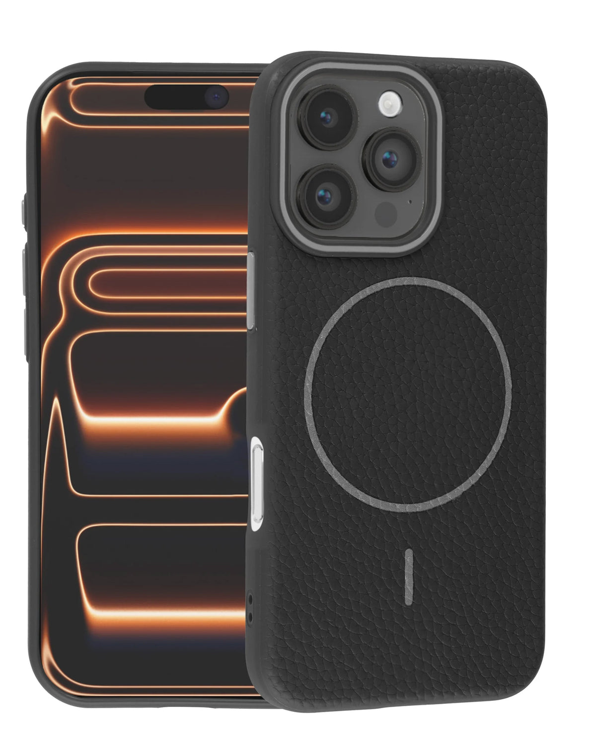 Magnetic Leather Case for iPhone 16 Pro Max — Black