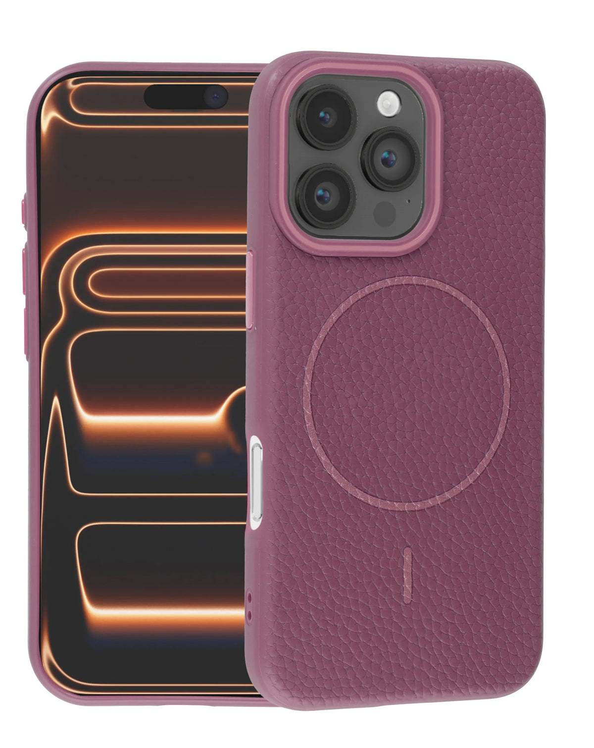 Magnetic Leather Case for iPhone 16 Pro Max — Sunset Purple