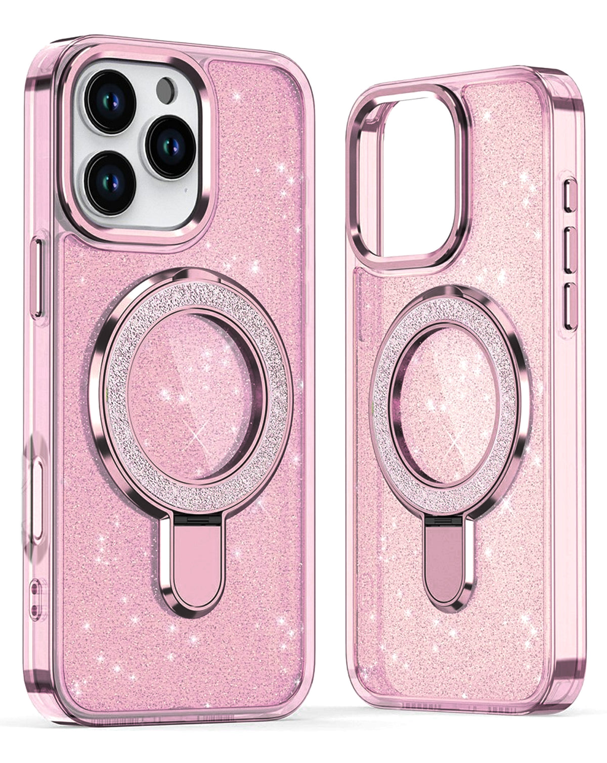 Kickstand Glitter Case for iPhone 16 Pro Max — Pink