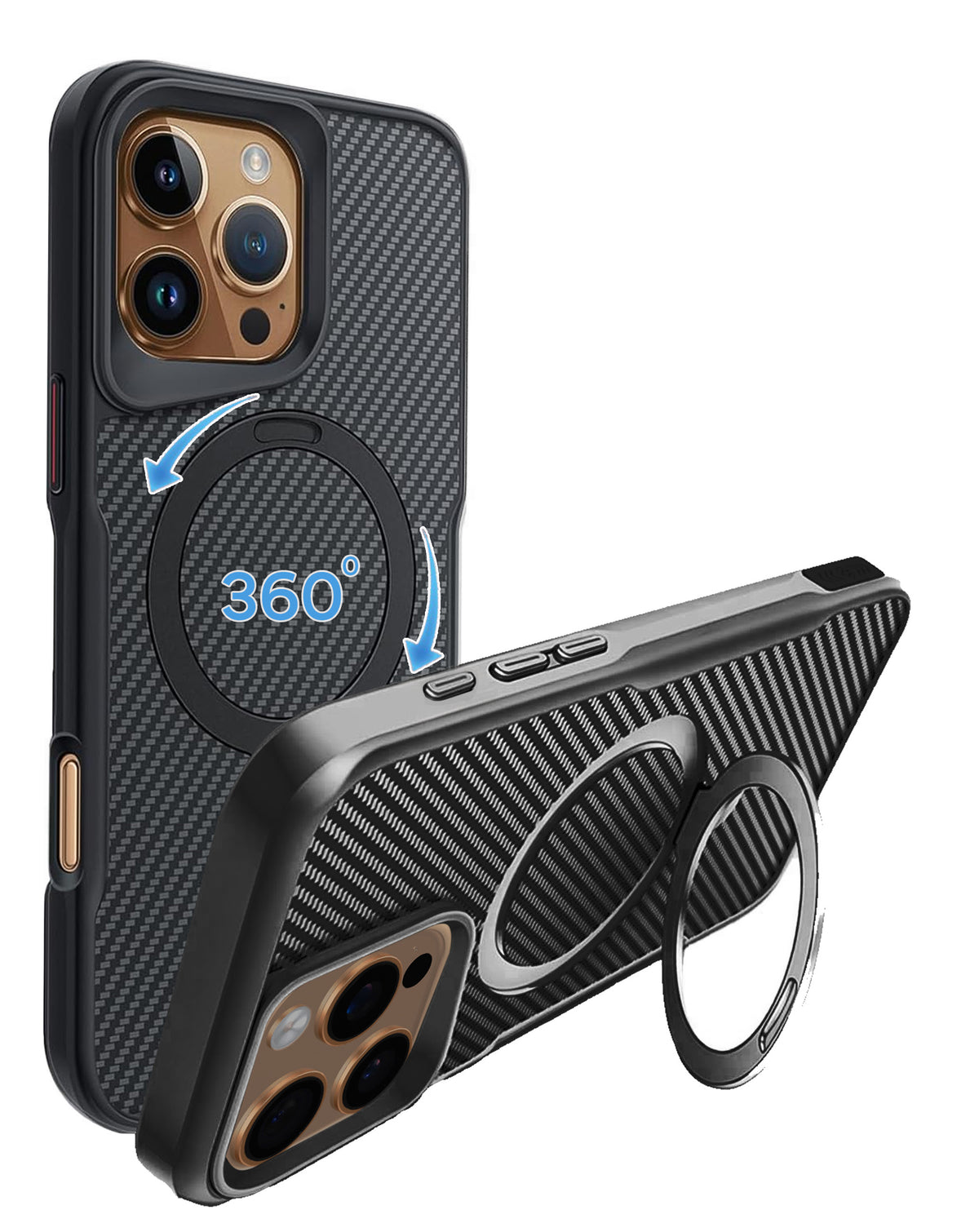 Magnetic Kickstand Full-Body Case for iPhone 16 Pro Max — Black