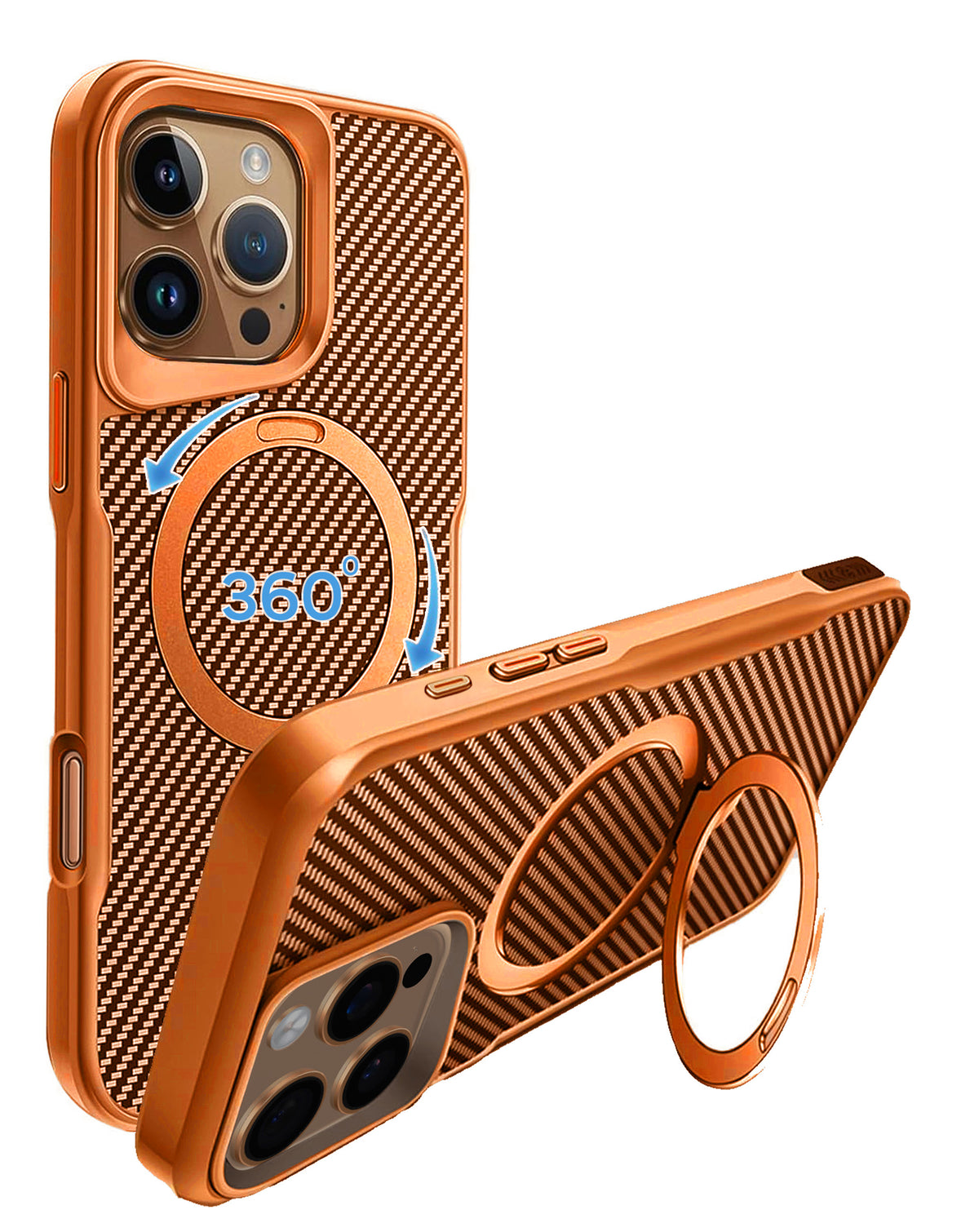 Magnetic Kickstand Full-Body Case for iPhone 16 Pro Max — Orange
