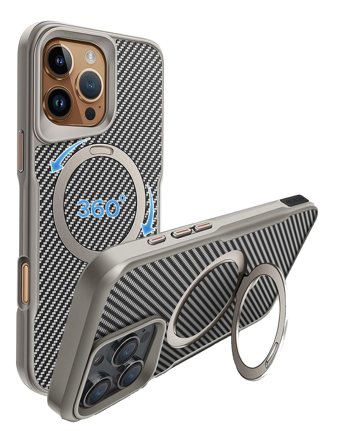 Magnetic Kickstand Full-Body Case for iPhone 16 Pro Max — Silver