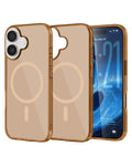 Magnetic Heavy-Duty Shockproof Crystal Clear Case for iPhone 17 — Brown