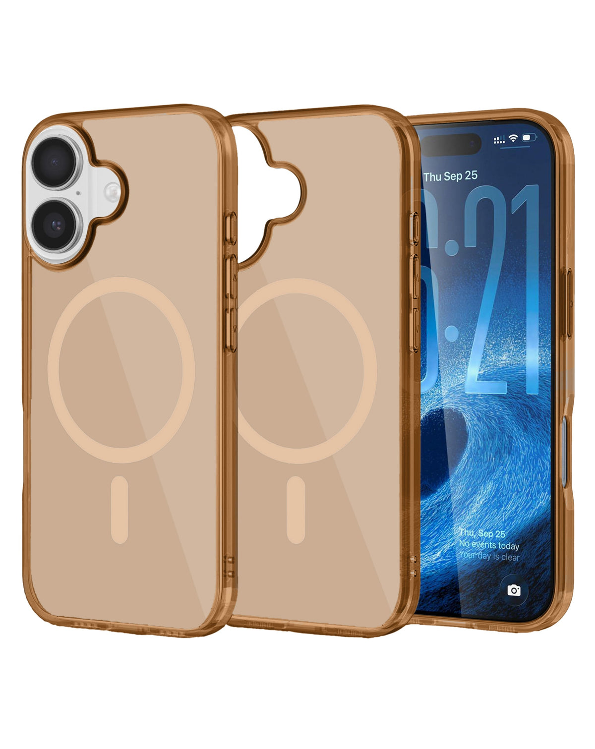Magnetic Heavy-Duty Shockproof Crystal Clear Case for iPhone 17 — Brown