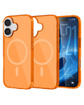 Magnetic Heavy-Duty Shockproof Crystal Clear Case for iPhone 17 — Orange