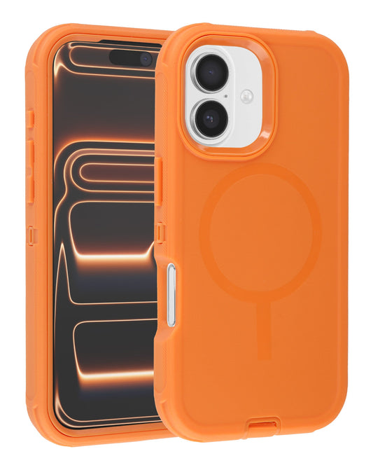 Heavy-Duty Shockproof Wireless-Charging Compatible Case for iPhone 17 — Orange