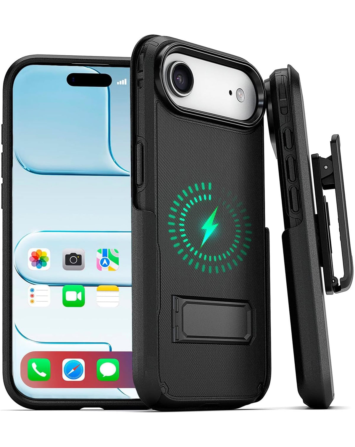 Heavy-Duty Shockproof Belt-Clip Holster Holster for iPhone Air — Black