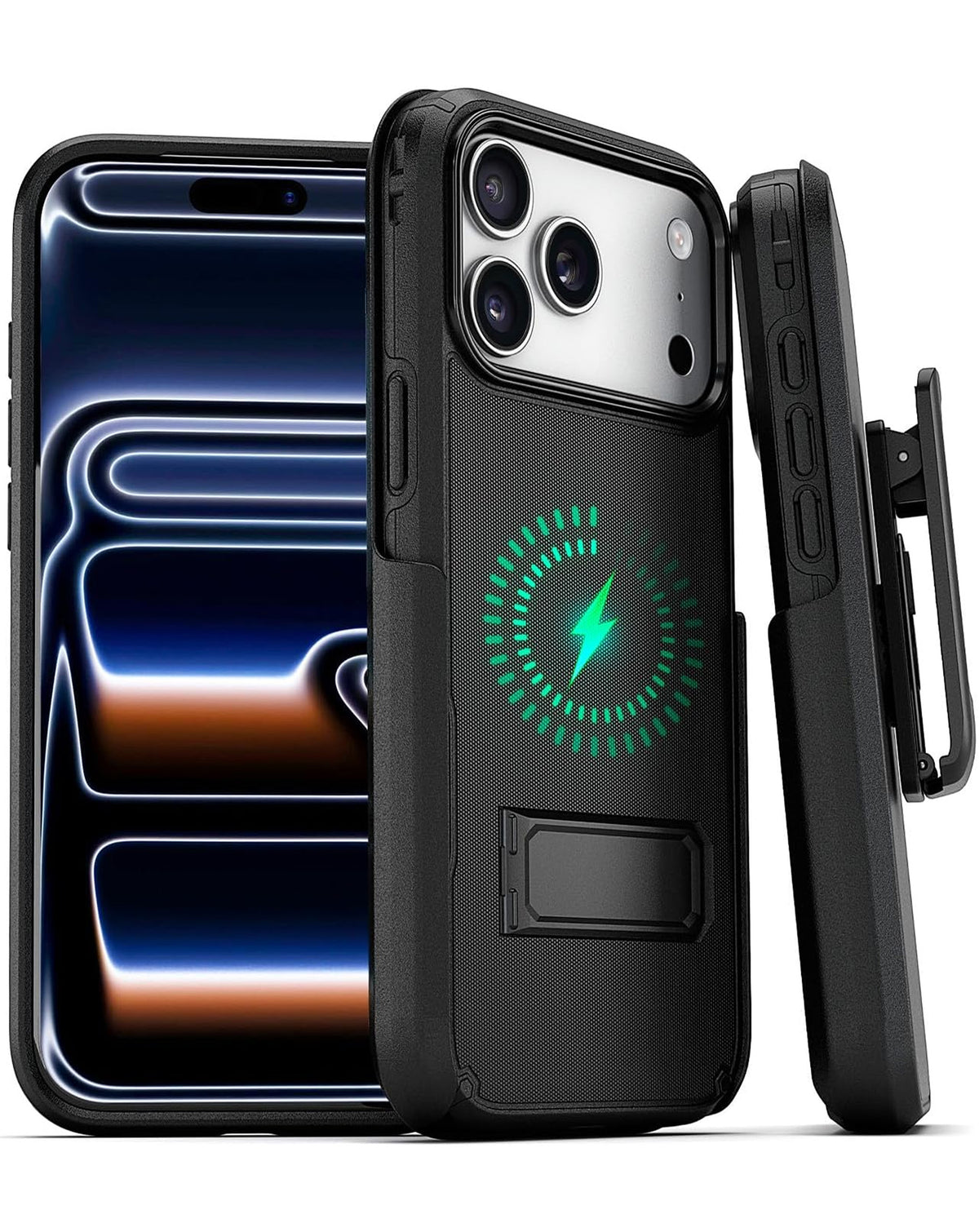 Heavy-Duty Shockproof Belt-Clip Holster Holster for iPhone 17 Pro — Black