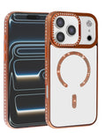 Magnetic Crystal Clear Glitter Case for iPhone 17 Pro — Orange