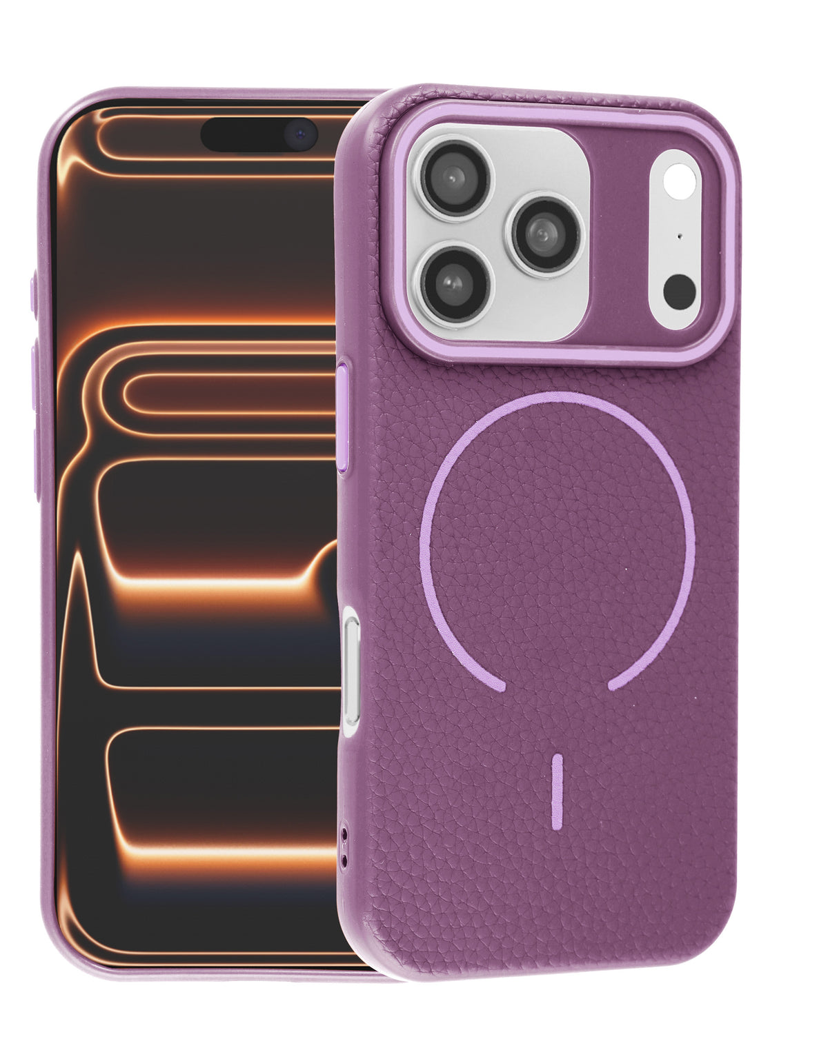 Magnetic Leather Case for iPhone 17 Pro Max — Sunset Purple
