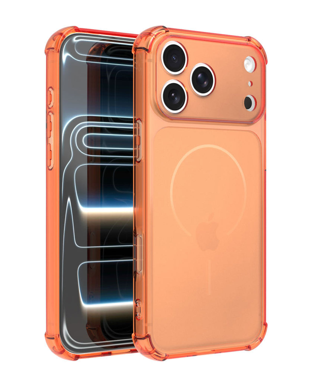 Magnetic Crystal Clear Case for iPhone 17 Pro Max — Orange