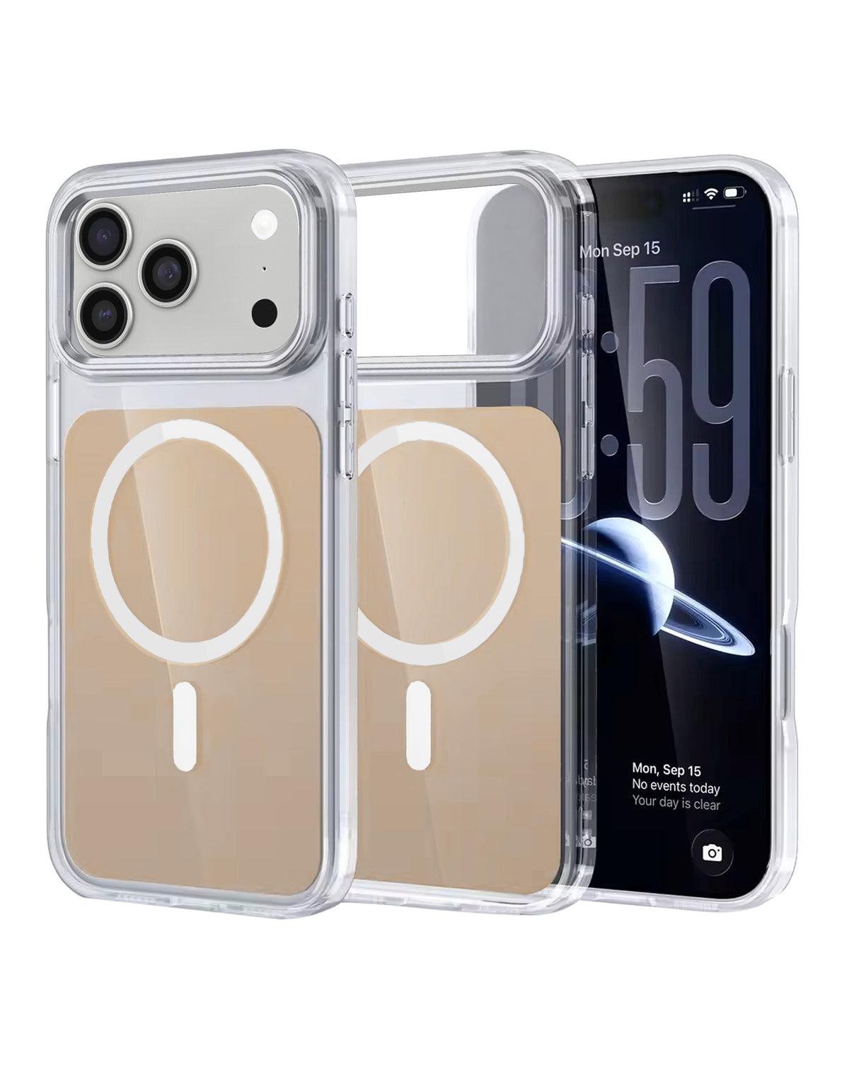 Magnetic Heavy-Duty Shockproof Crystal Clear Case for iPhone 17 Pro Max / 18 Pro Max — Brown