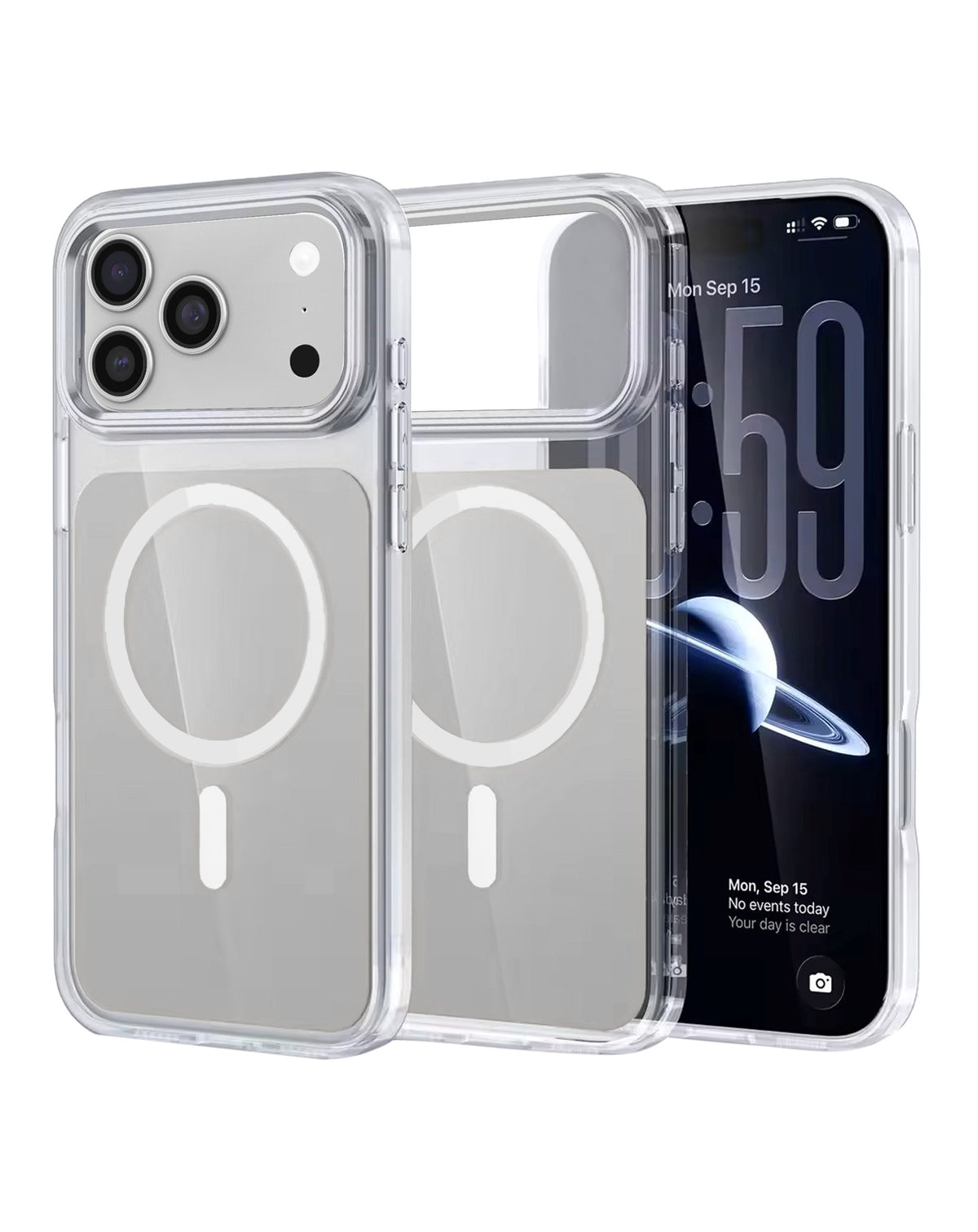 Magnetic Heavy-Duty Shockproof Crystal Clear Case for iPhone 17 Pro Max / 18 Pro Max — Gray