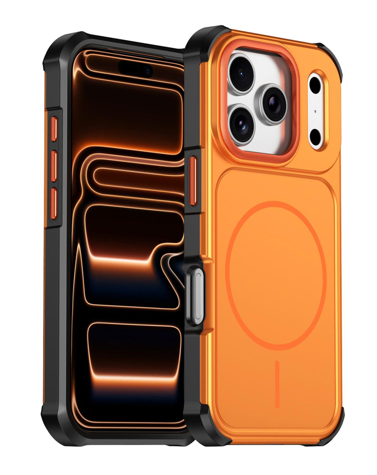 Magnetic Heavy-Duty Shockproof Case for iPhone 17 Pro Max — Orange
