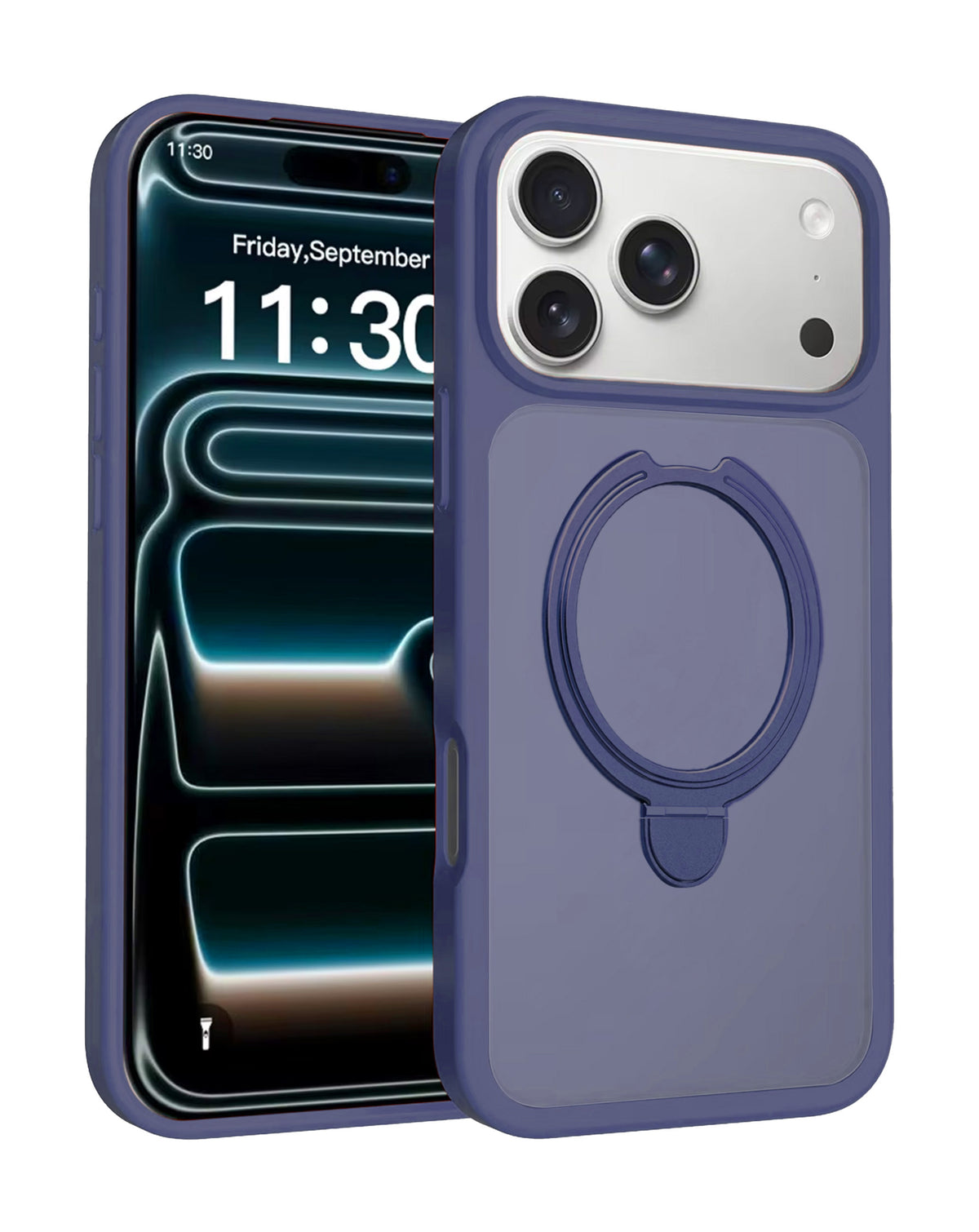 Kickstand Crystal Clear Slim Case for iPhone 17 Pro / 18 Pro — Navy