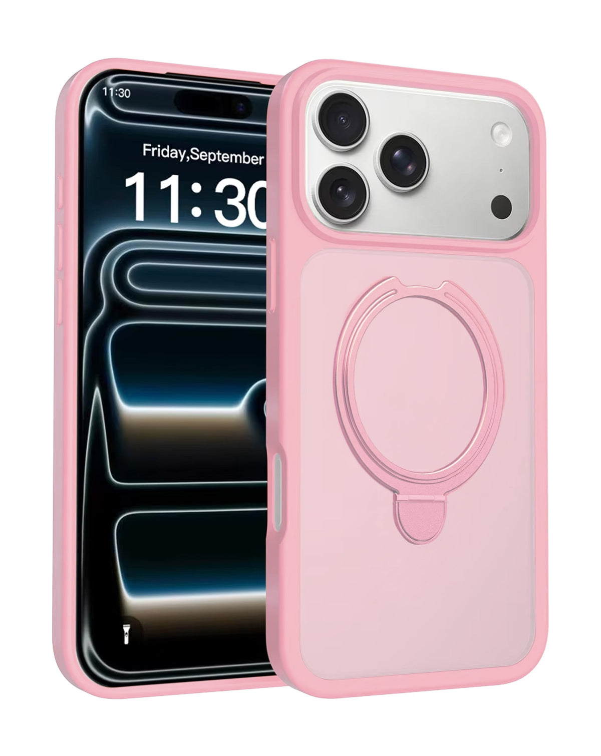 Kickstand Crystal Clear Slim Case for iPhone 17 Pro / 18 Pro — Pink